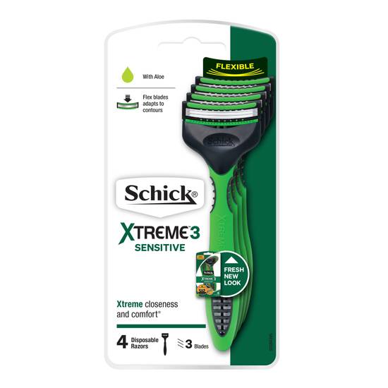 Schick Xtreme 3 Sensitive With Aloe Disposable Razor 4 pack