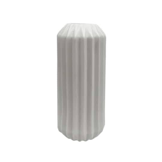 9" White Geometric Ceramic Vase By Ashland