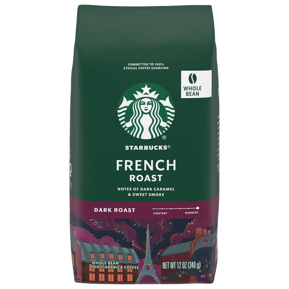 Starbucks Dark Roast 100% Arabica Whole Bean French Roast Coffee (12 oz)