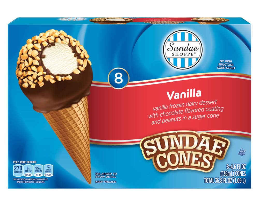 Sundae Shoppe Nut Cones, Vanilla (8 x 4.6 fl oz)