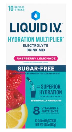 Liquid I.V. Hydration Multiplier Electrolyte Drink Mix, Raspberry-Lemonade (10 x 0.45 oz)