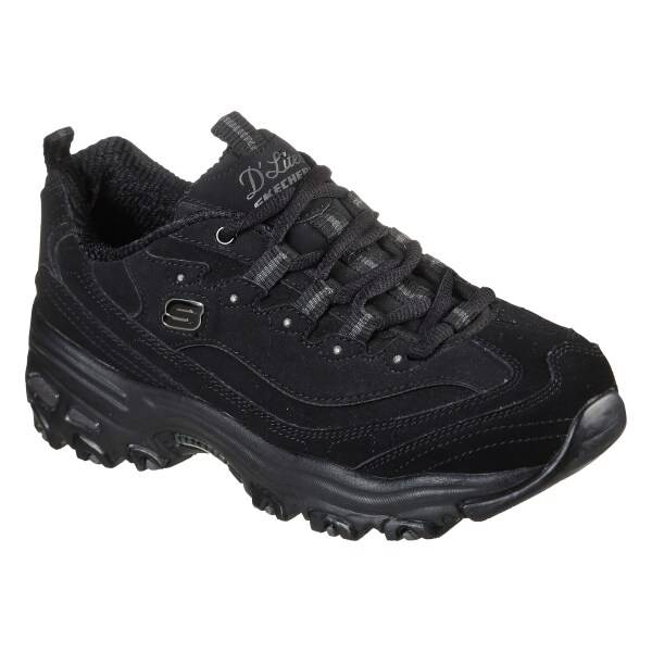 Skechers Women's D Lites Play On Shoes,  Black, Size 6 Wide