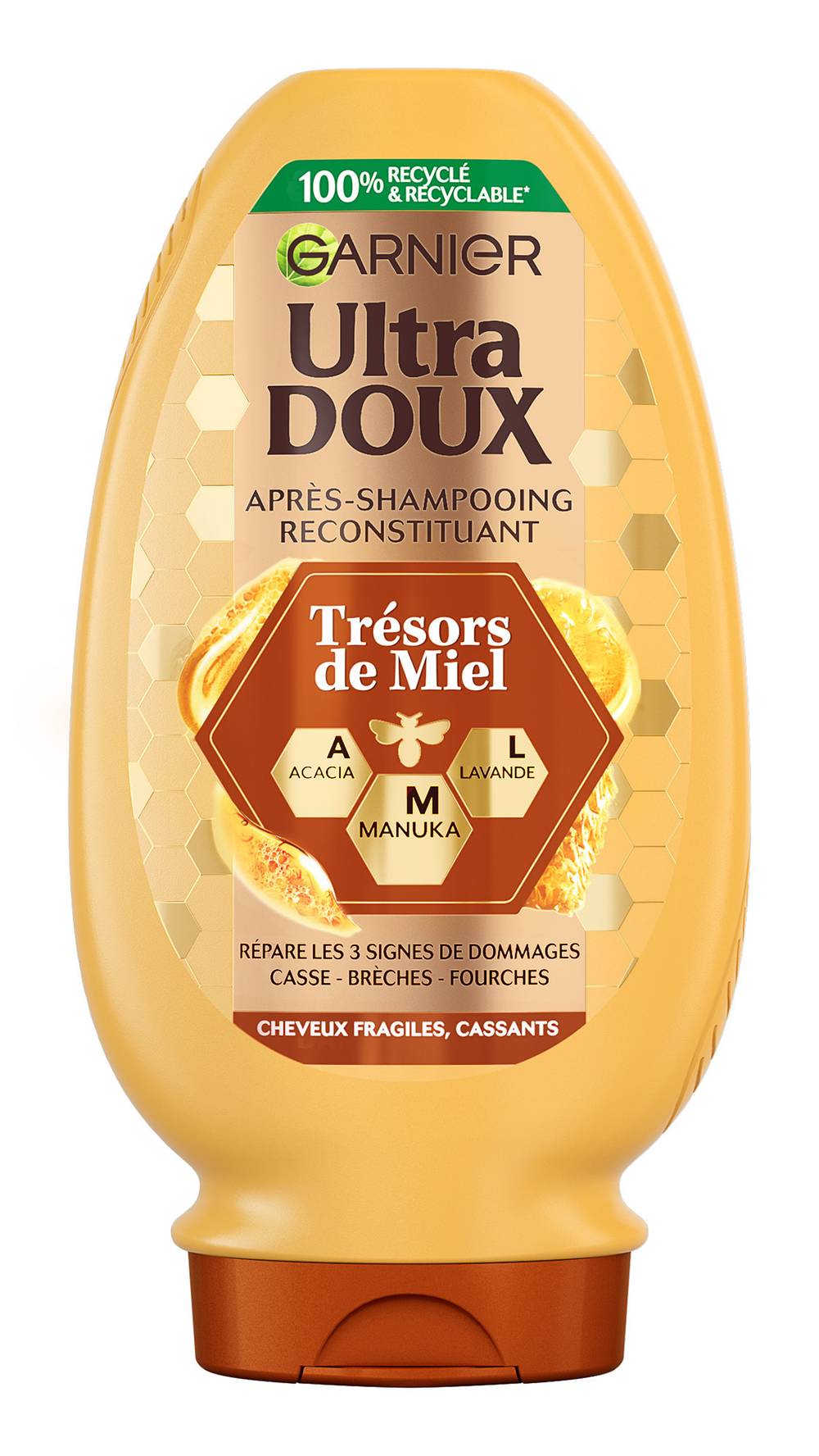 Ultra Doux - Après-shampoing reconstituant cheveux fragiles trésor de miel sans silicon (250ml)