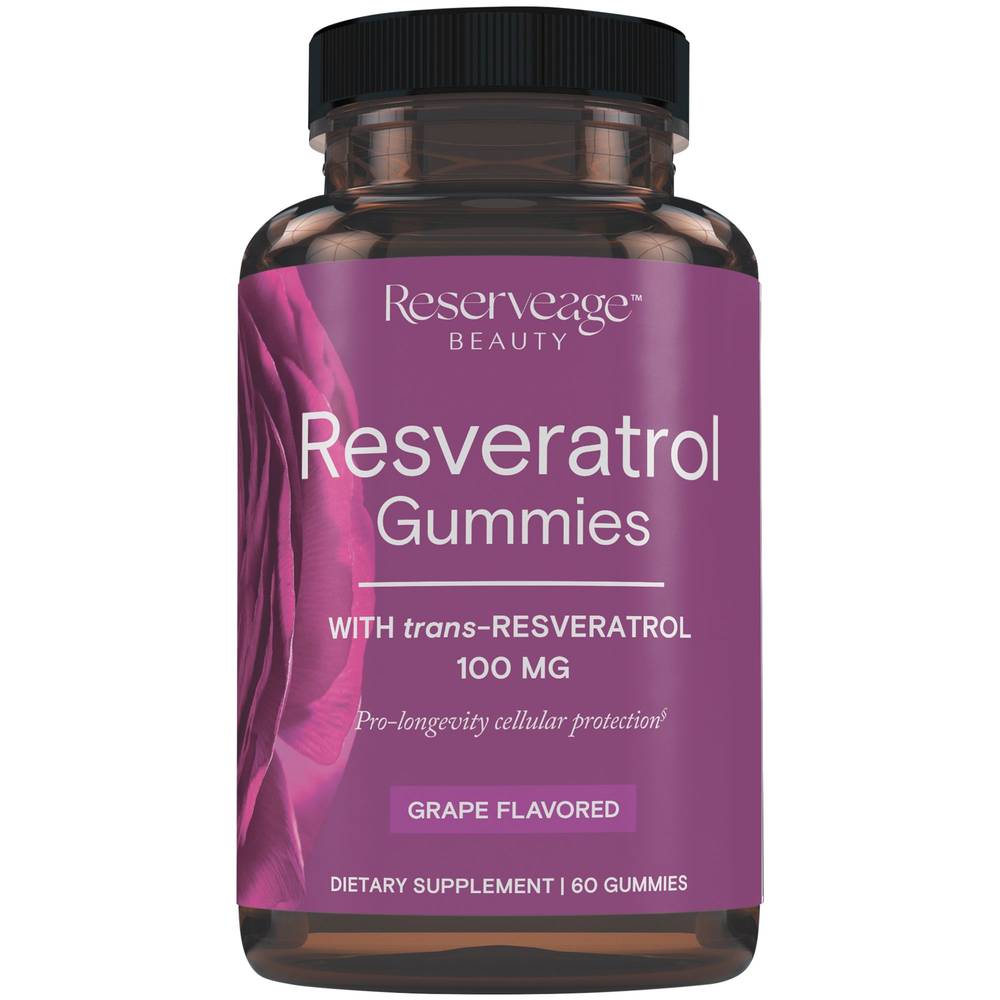 Resveratrol Gummies With Trans-Resveratrol - Supports Healthy Heart Function - 100 Mg - Grape (60 Gummies)