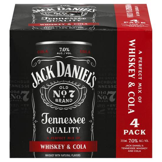Jack Daniel's Old No.7 Tennessee Whiskey & Cola (4 pack, 355 ml)