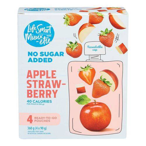Life Smart Apple Strawberry Squeezable Fruit Snacks (4 x 90 g)