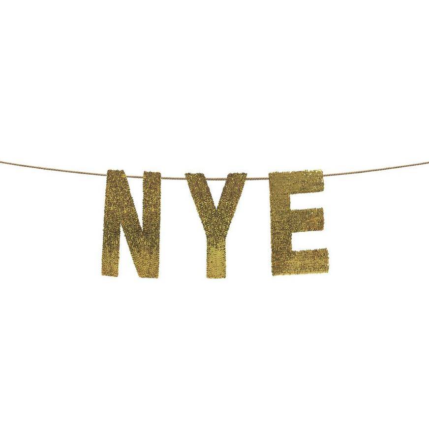 Gold Sequin NYE Letter Banner