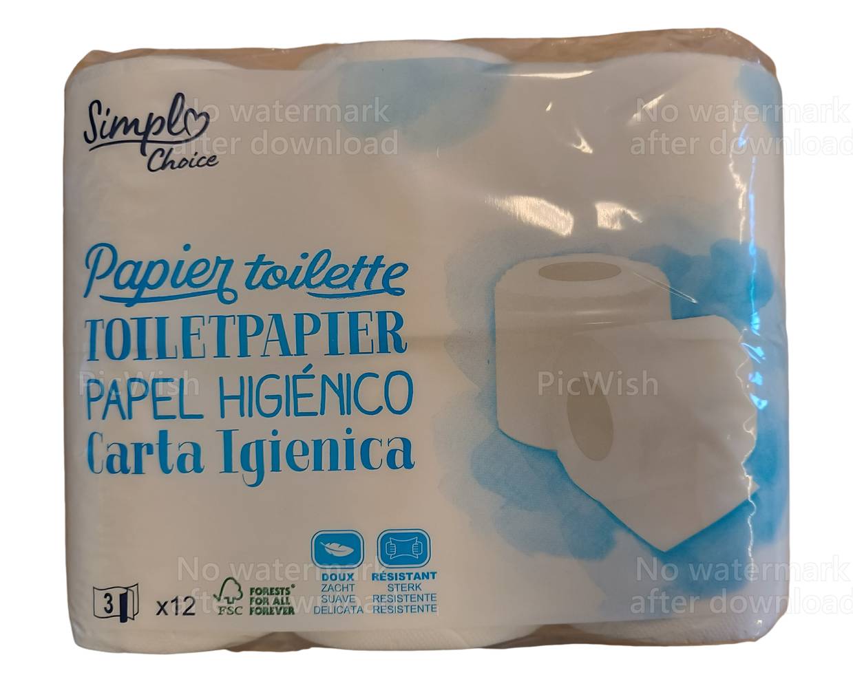 Simpl - Papier toilette 3 plis, blanc (12)