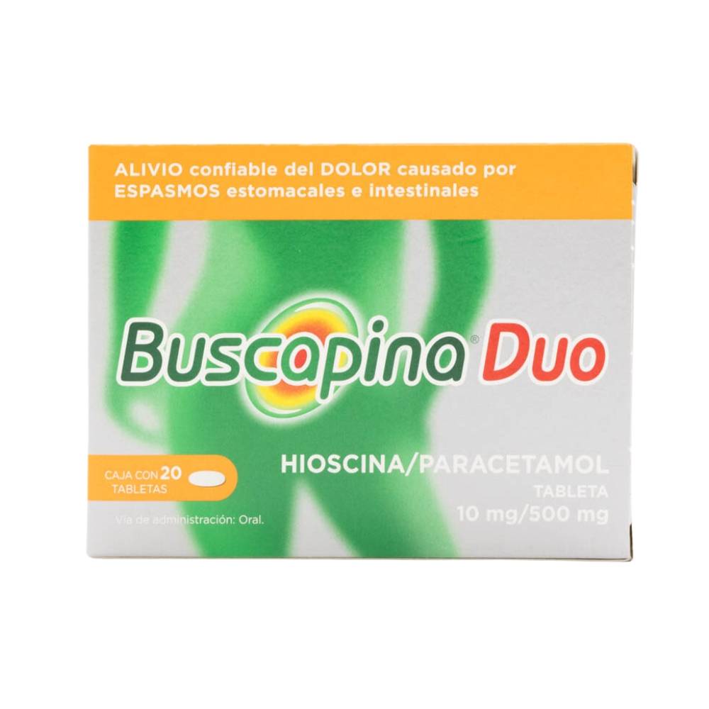 Buscapina · Duo hioscina paracetamol tabletas 10 mg/500 mg (20 un)