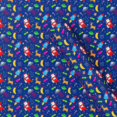 50 sq ft Space Christmas Gift Wrap Dark Blue - Wondershop™: Santa Pattern, 20x30 Inches, Holiday Wrapping Paper