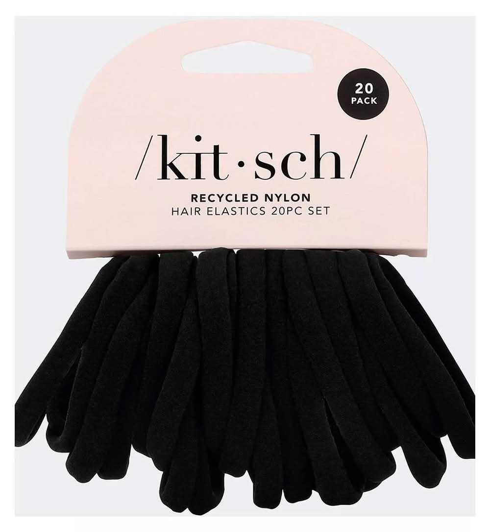 Kitsch Black, Eco-Friendly Nylon Hair Elastics Set (20 pack)