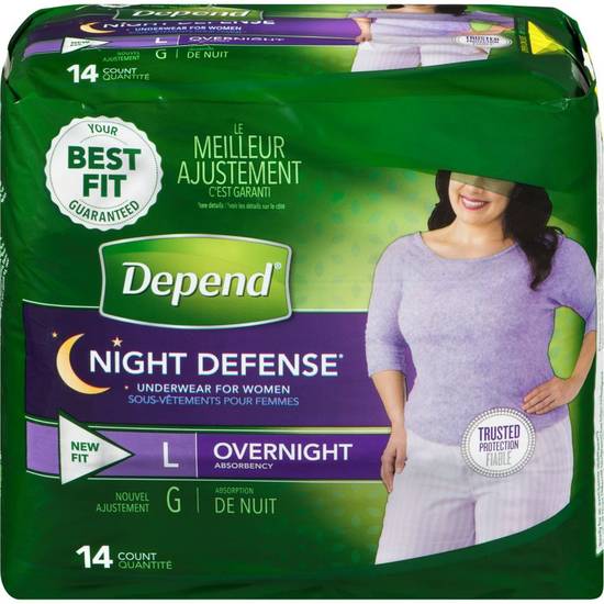 Depends Night Defense Underwear For Women L (14 units)