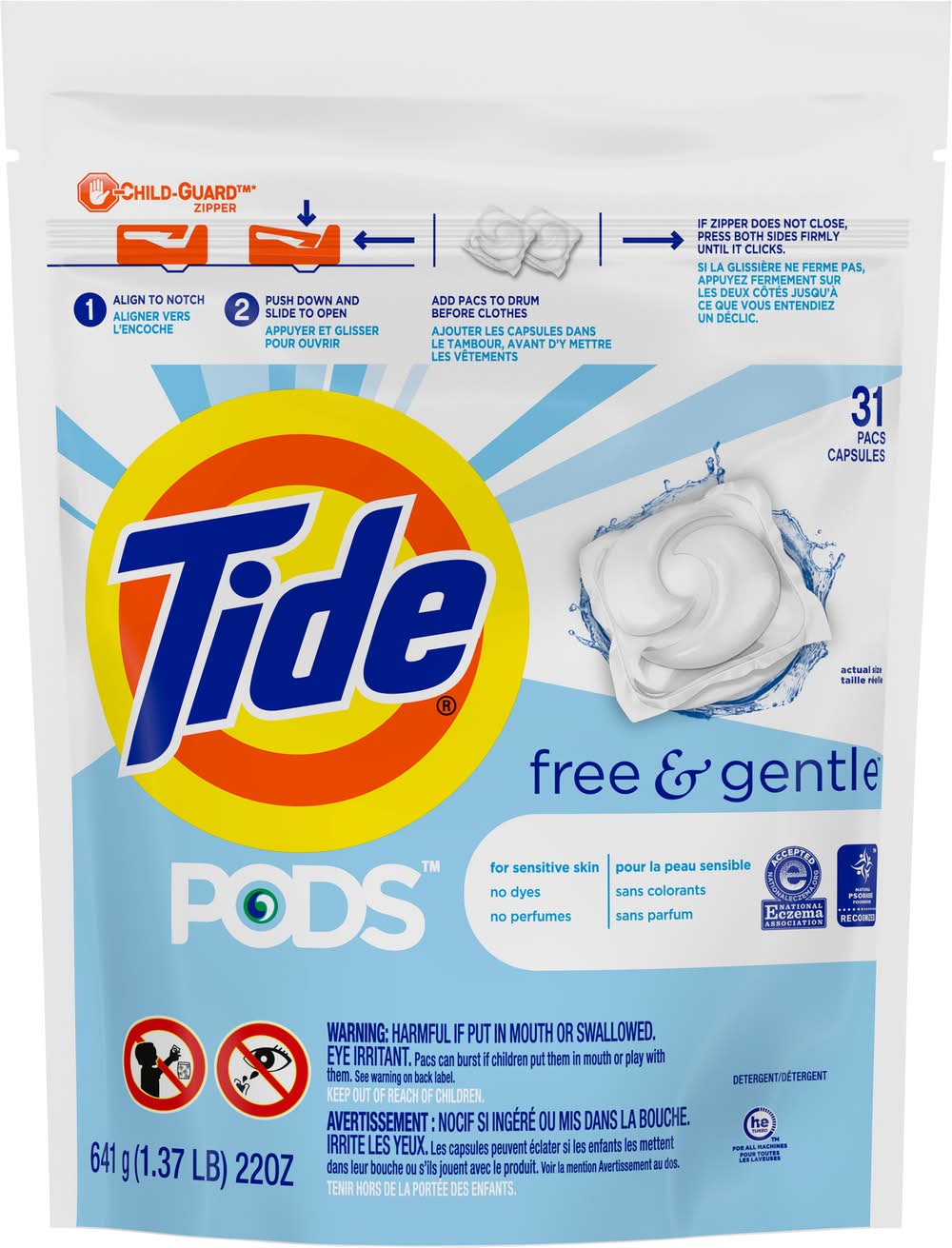 Tide Coldwater Clean Free & Gentle Laundry Detergent Pods (24 oz, 31 ct)