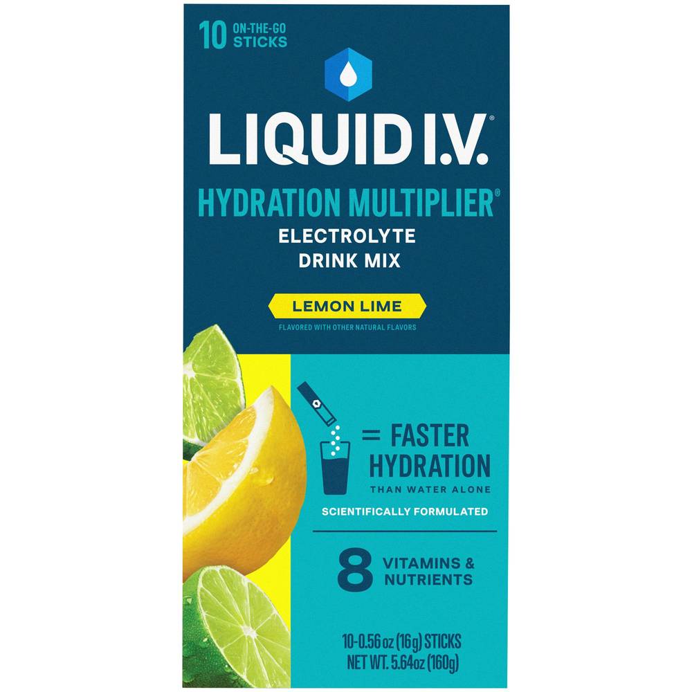 Liquid I.V. Hydration Multiplier Electrolyte Drink Mix, Lemon Lime (10 x 0.56 oz)