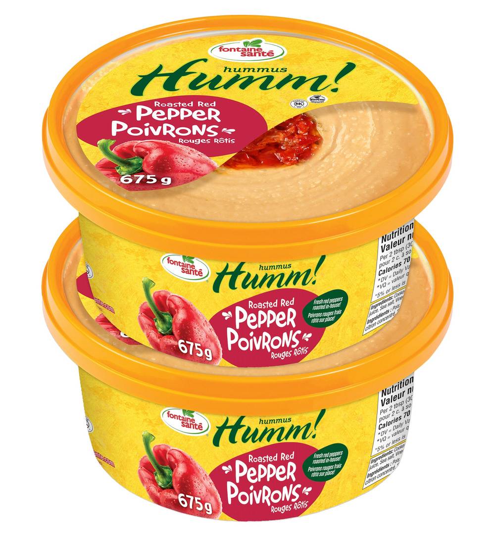 Fontaine Santé Humm! Hummus - Poivrons Rouges Rôtis, 2  675 G / Fontaine Santé Humm! Hummus Roasted Red Pepper, 2 × 675 G