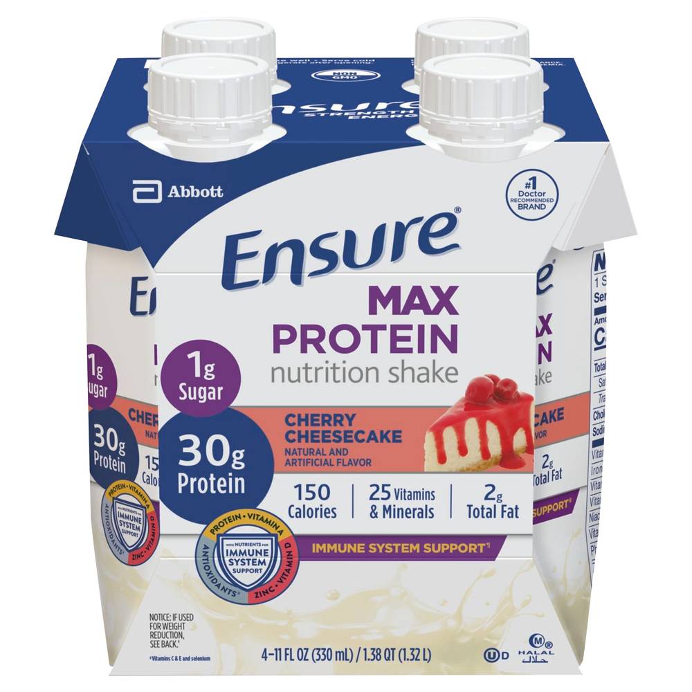 Ensure Cherry Cheesecake Max Protein Nutrition Shake (4 x 11.5 oz)