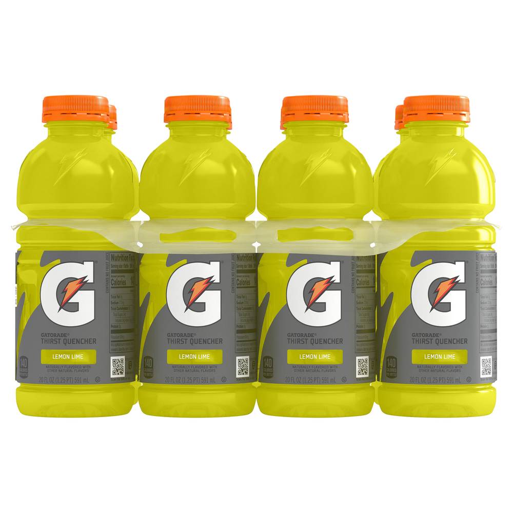 Gatorade Thirst Quencher Sports Drink, Lemon-Lime (8 x 20 fl oz)