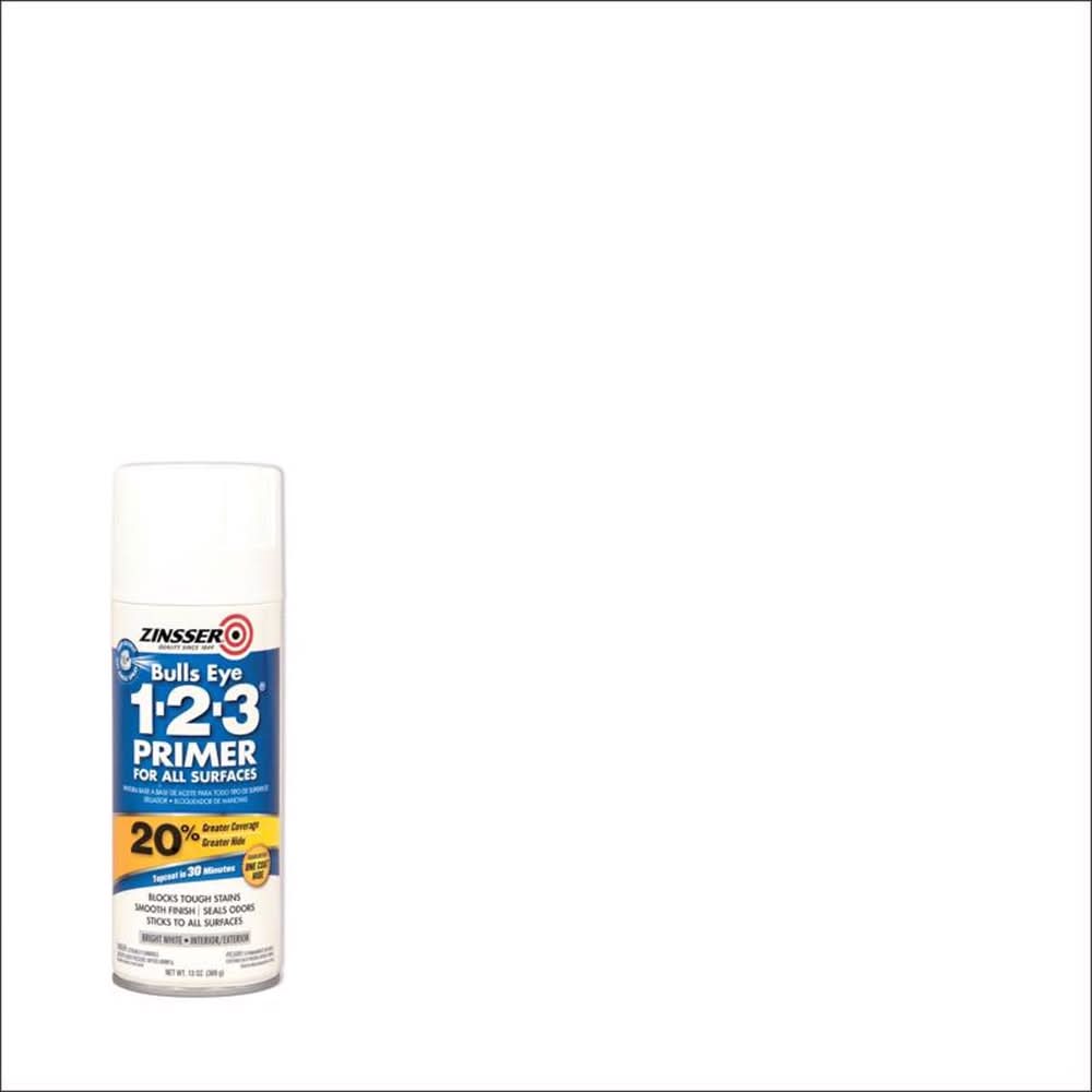 Zinsser Bulls Eye 123 Bright White Smooth Oil-Based Alkyd Resin Spray Primer And Sealer 13 Oz