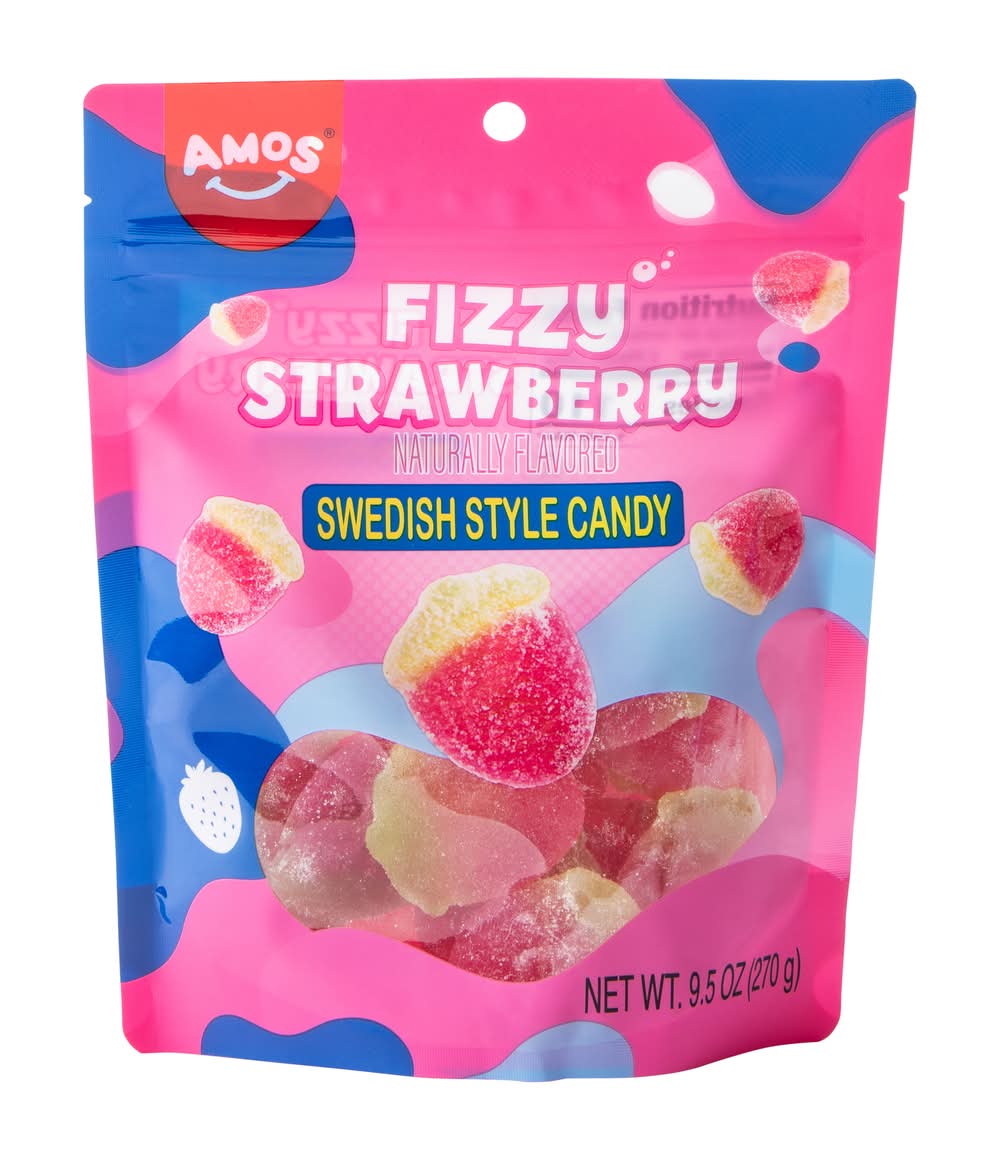 Amos® Fizzy Strawberry Swedish Style Candy 9.5oz Fizzy Strawberry