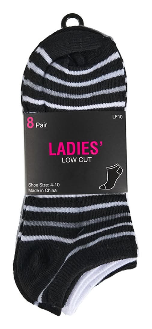 Ladies' Low Cut Socks 8 Ct Assorted Patterns