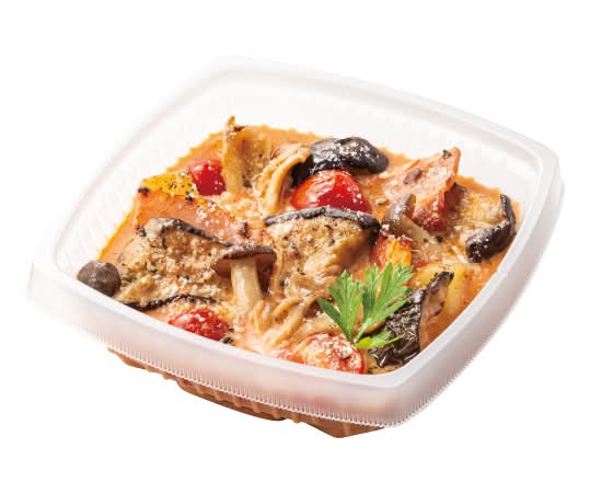 【265】（ソースのみ・麺なし）ベーコンと揚げ茄子・きのこのトマトクリームソース (Sauce only)Tomato Cream Spaghetti with Bacon, Fried Eggplant and Mushrooms