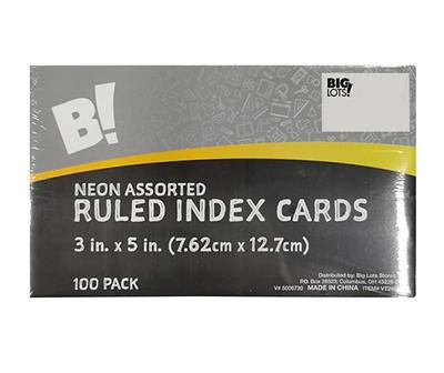 Neon Ruled Index Cards, 100-Count