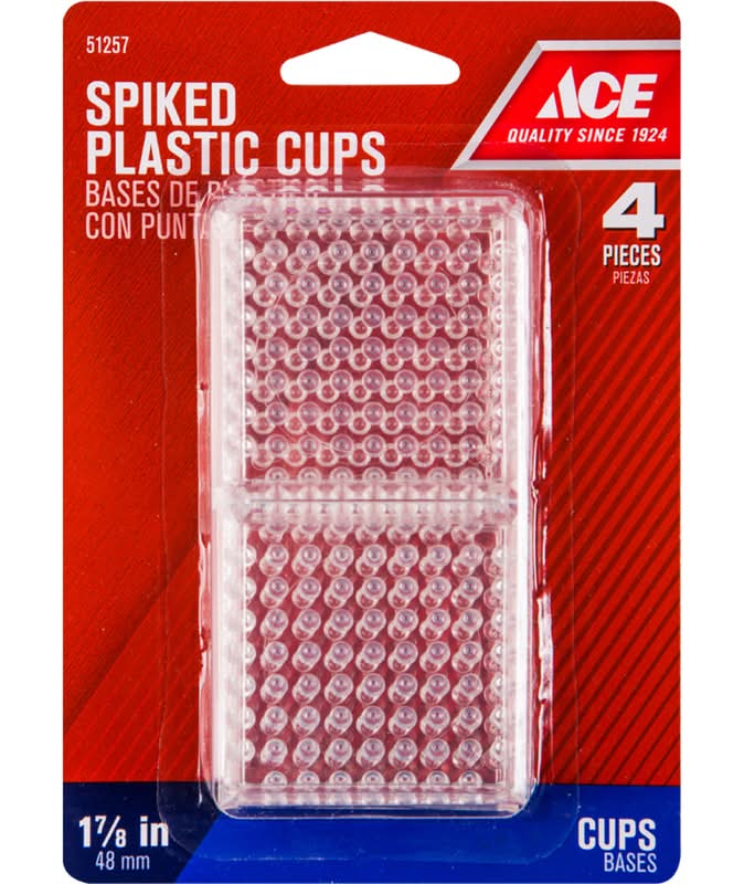 ACE Plastic Furniture Cups W/Spikes Clear Square 1-7/8 In. W X 1-7/8 In. L 4 Pk
