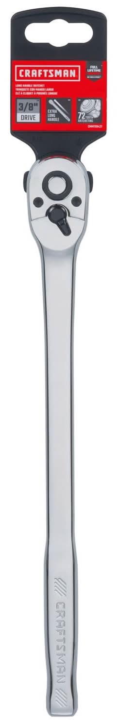 Craftsman 3/8 In. Drive Metric Pear Head Long Handle Ratchet 72 Teeth