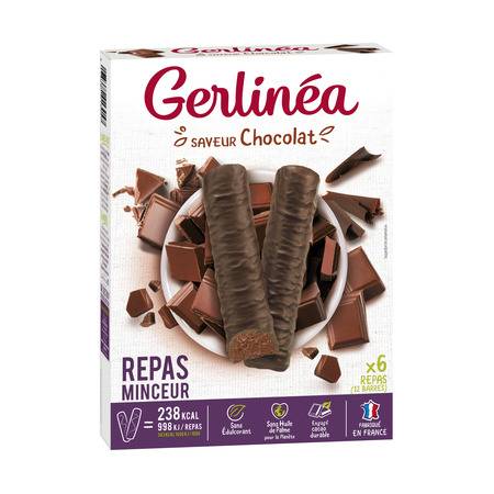 Repas minceur barres chocolat GERLINEA - les 12 barres de 31 g