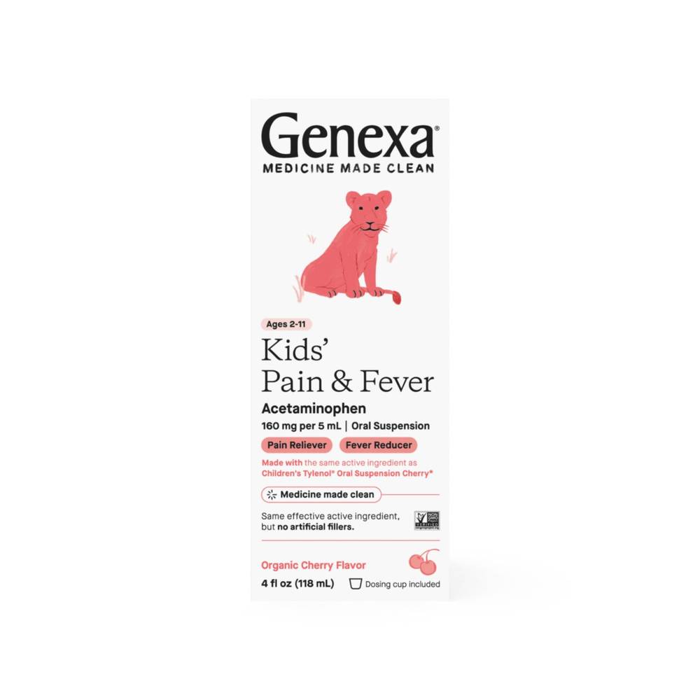 Genexa Kids Acetaminophen Pain & Fever Oral Suspension Syrup, Cherry (4 fl oz)