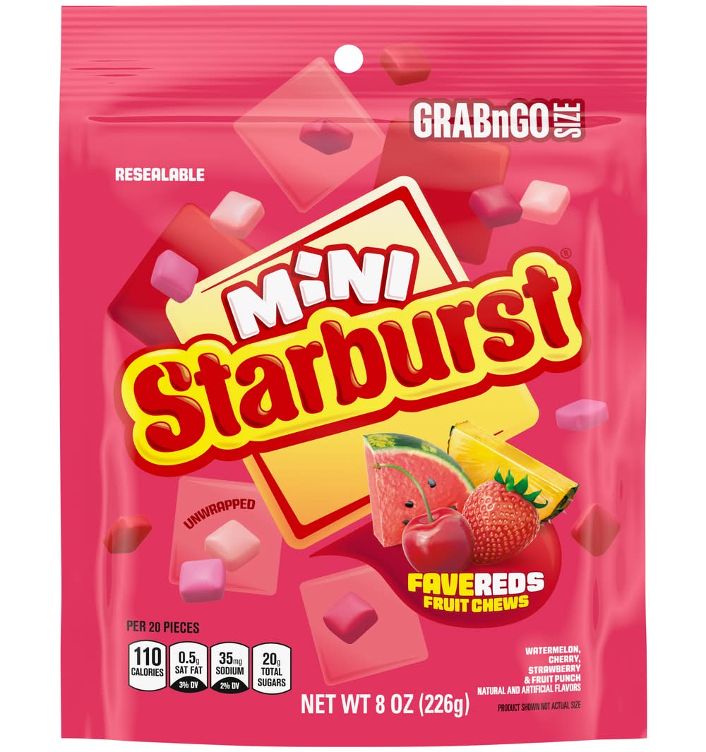 Starburst Grab N Go Mini Fruit Chewy Candy, Favereds (8 oz)