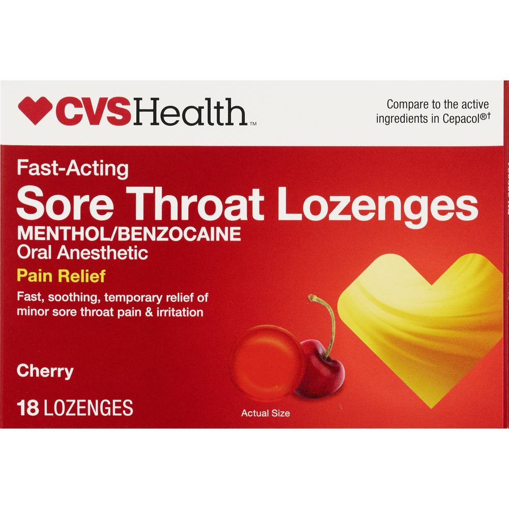 CVS Health Fast Acting Sore Throat Lozenges (18 ct)