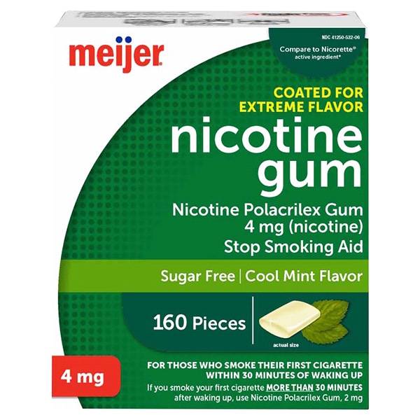 Meijer Nicotine Polacrilex Coated Gum, 4 mg (nicotine)