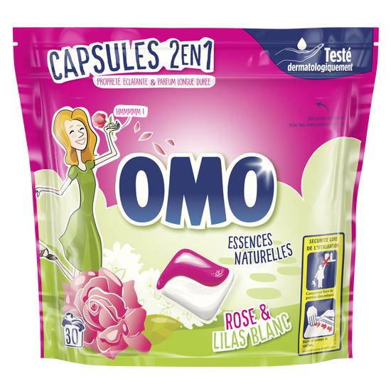 Omo - Lessive capsules 2en1 rose et lilas blanc (30 pièces), Delivery Near  You