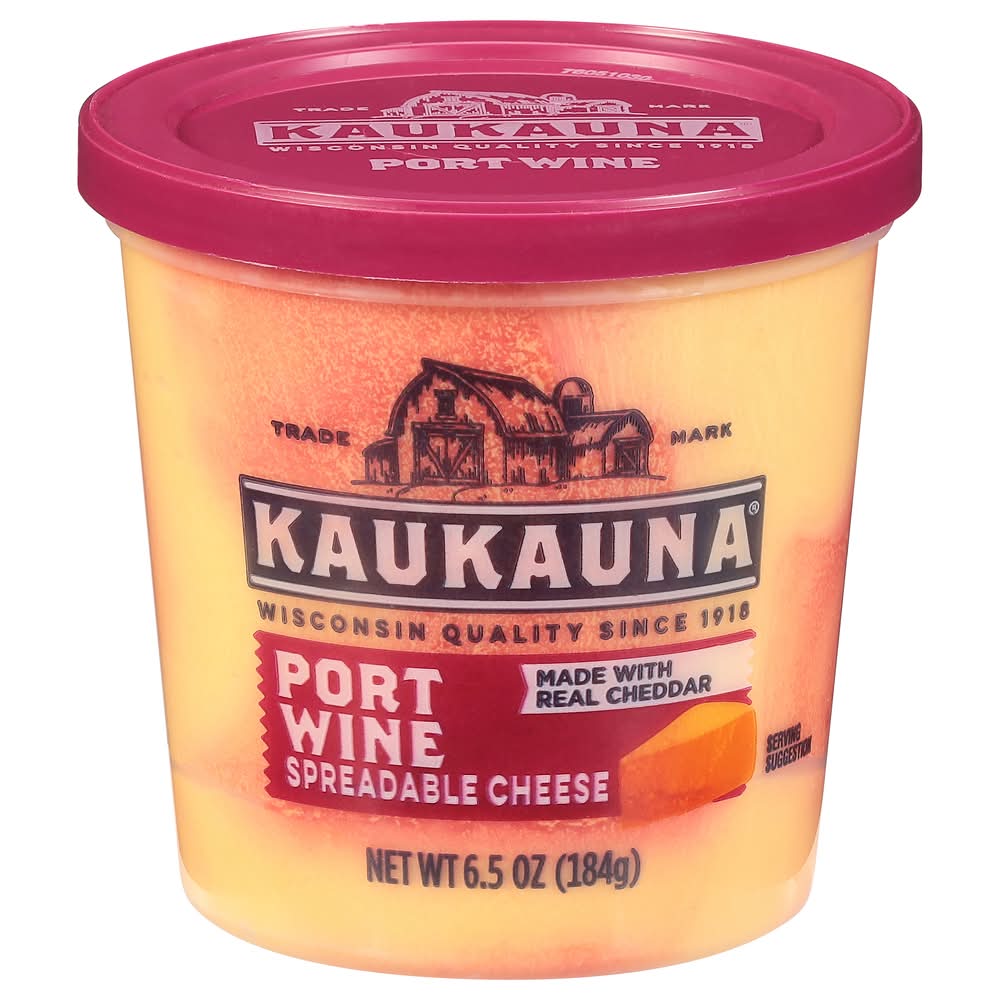 Kaukauna Spreadable Port Wine Cheese, Cheddar (6.5 oz)