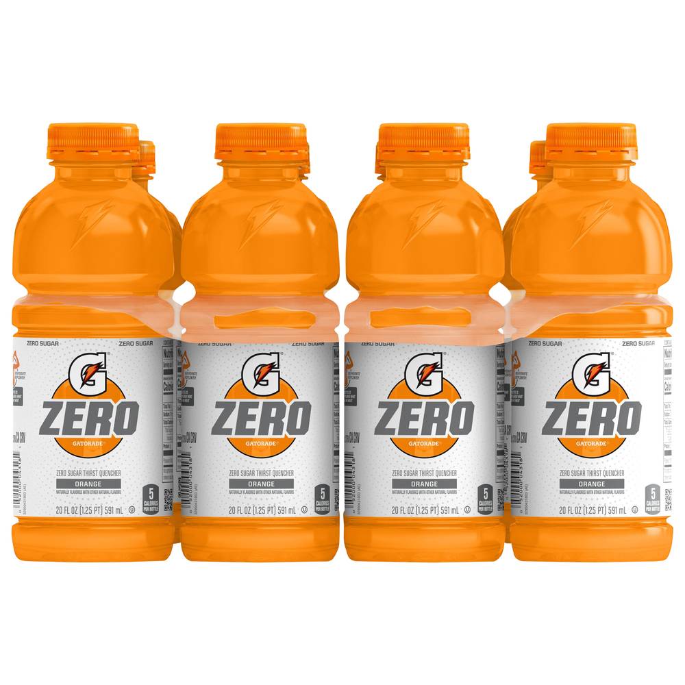 Gatorade Zero Sugar Thirst Quencher Sports Drink, Orange (8 x 20 fl oz)