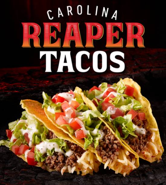 Carolina Reaper Tacos (3) with beverage