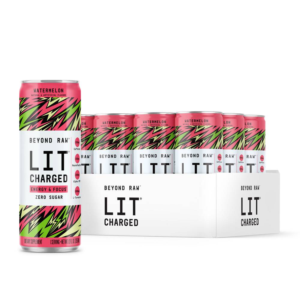 Beyond Raw Lit Charged Energy and Focus Drink (12 pack, 12 fl oz) (watermelon )