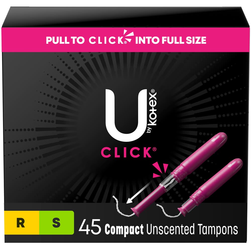 U by Kotex Click Unscented Plastic Applicator Tampons (45 ct)