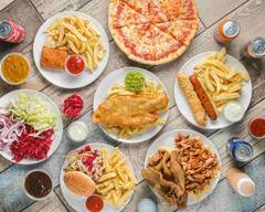 Fish And Chips, Pizza And Shawrma