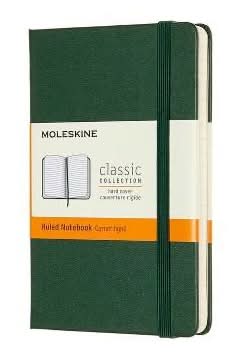 Moleskine Classic Collection Hard Cover Notebook 192 Sheets, 3-1/2" x 5-1/2", Myrtle Green