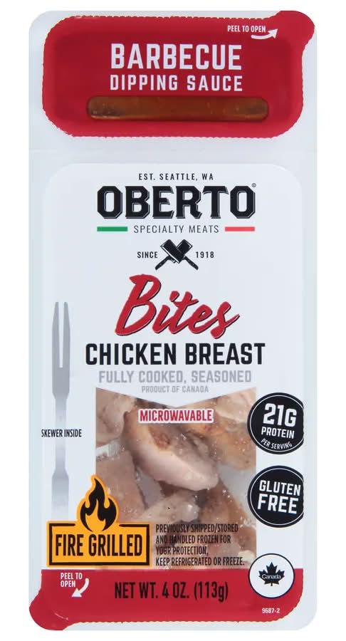 Oberto Chicken Breast Bites Barbecue Dipping Sauce Fire Grilled