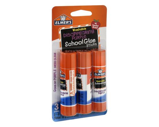 Elmer's · Washable Disappearing Purple School Glue Sticks (3 x 0.21 oz)