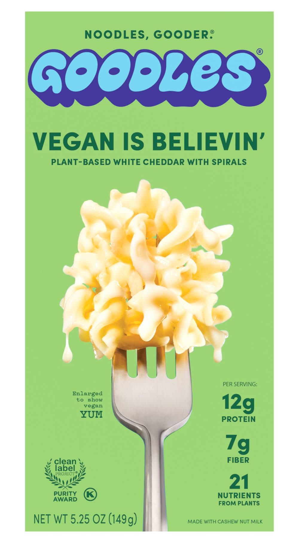 GOODLES Vegan Is Believin Plant-Based White Cheddar With Spirals Noodles (5.25 oz)