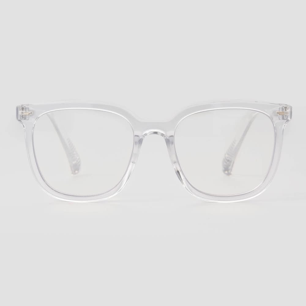 Universal Thread Gloss Plastic Square Blue Light Filtering Reading Glasses, Clear Diopter 1.5