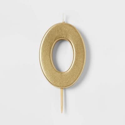 Spritz Number Candle, 4 in, Gold