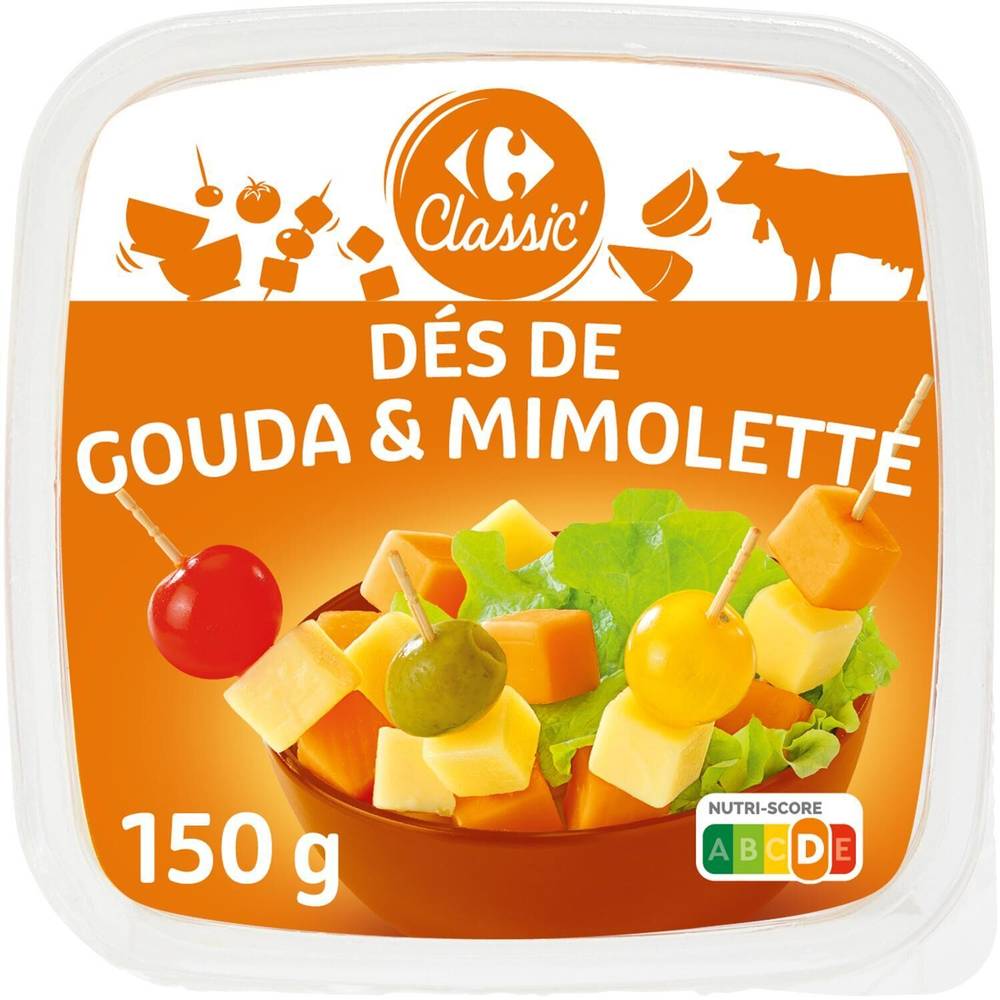 Fromage dés de mimolette et gouda CARREFOUR CLASSIC' - la barquette de 150g