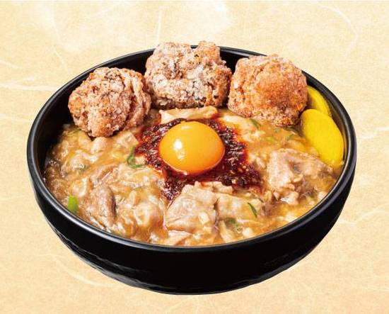 唐揚げ合盛り肉だくあんかけすた丼