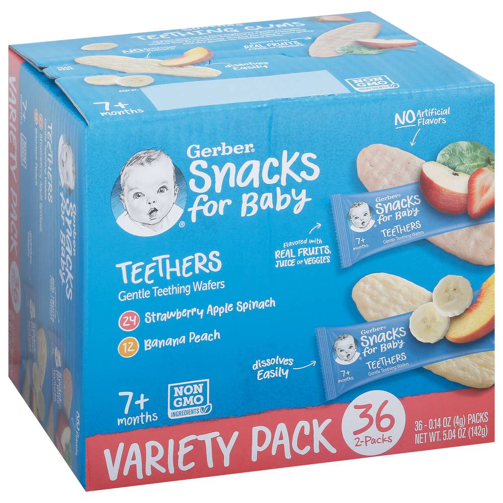 Gerber Variety pack Teethers Wafers Baby Snacks (36 ct)