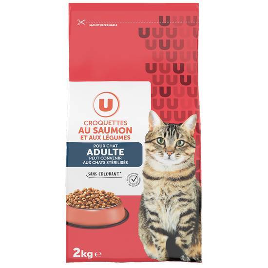 Les Produits U - Croquettes au saumon aux légumes pour chat (2kg)